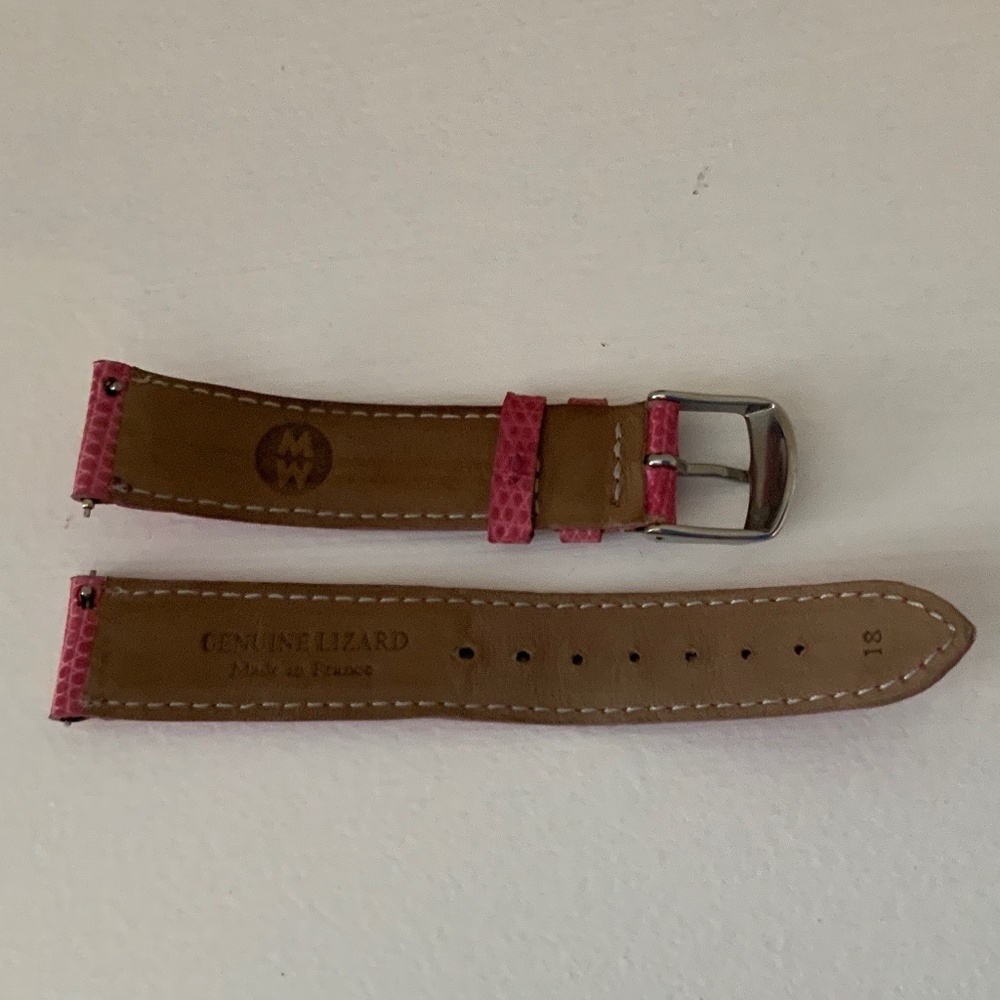 MICHELE pink lizard watch band and velvet case. - Picture 5 of 7